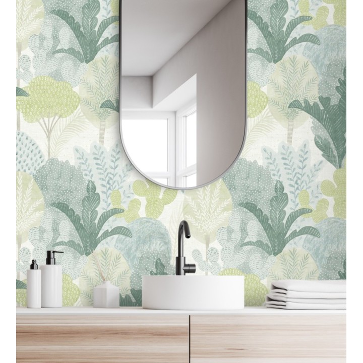 Papel pintado de árboles y cactus estilo tropical - Town Forest 680811