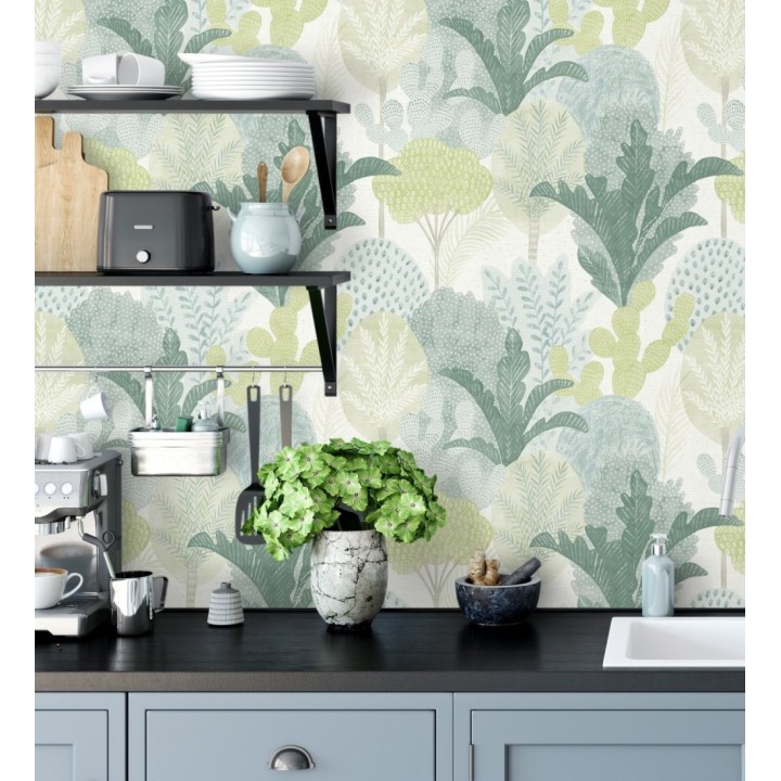 Papel pintado de árboles y cactus estilo tropical - Town Forest 680811