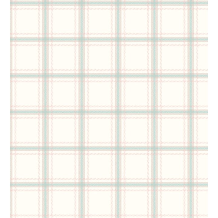 Papel pintado cuadros vichy verde fondo blanco - Woodcamp 2 120764