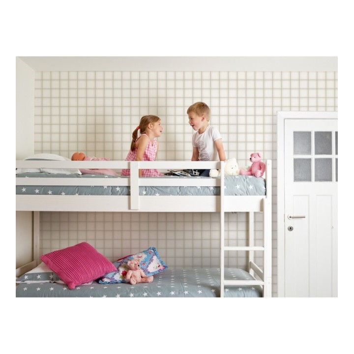 Papel pintado cuadros vichy verde fondo blanco - Woodcamp 2 120764