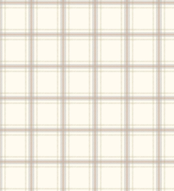 Papel pintado cuadros vichy marrones fondo blanco - Woodcamp 2 120765