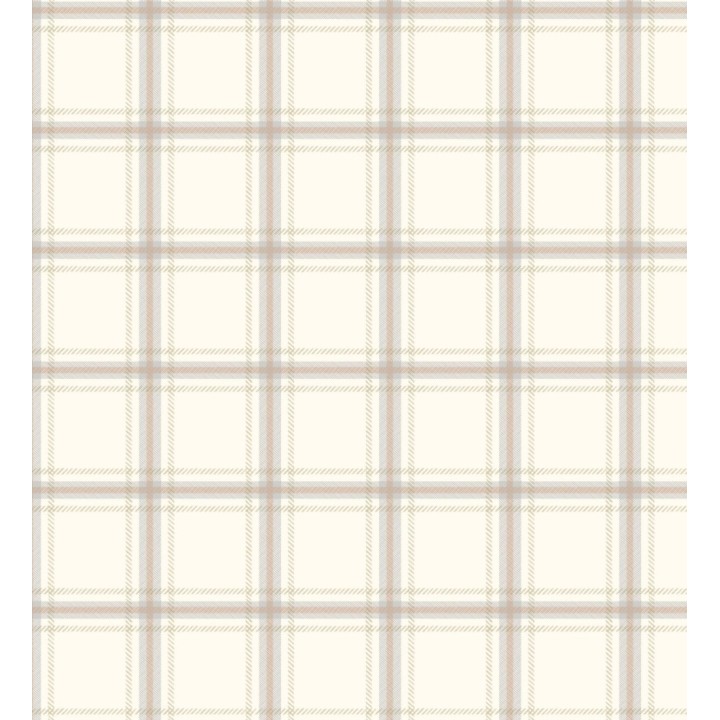 Papel pintado cuadros vichy marrones fondo blanco - Woodcamp 2 120765