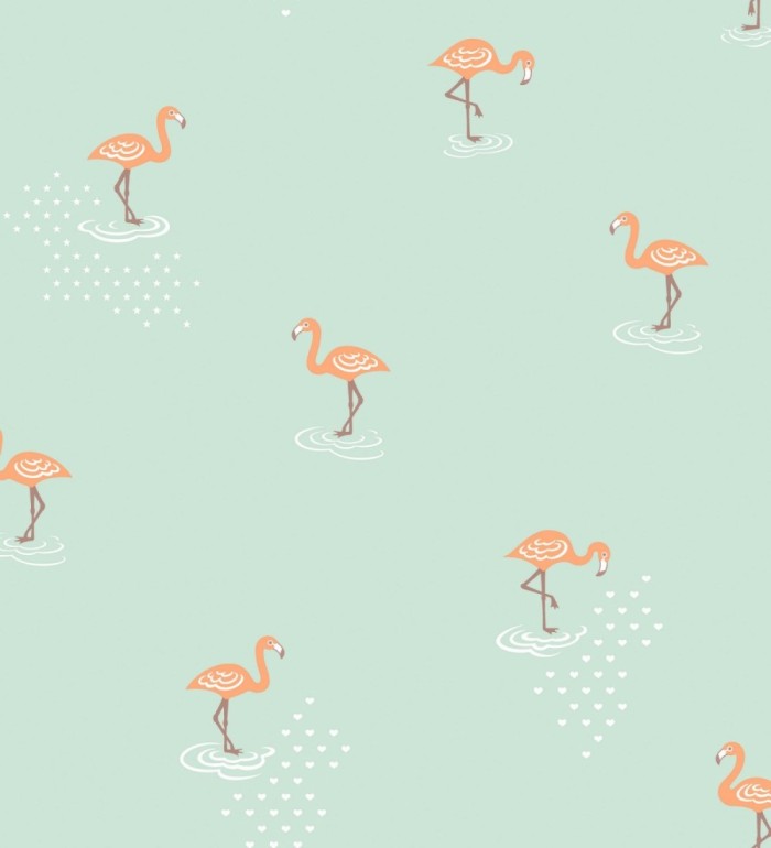 Papel pintado flamencos infantiles dormitorio niña - Flamingo Land 120767