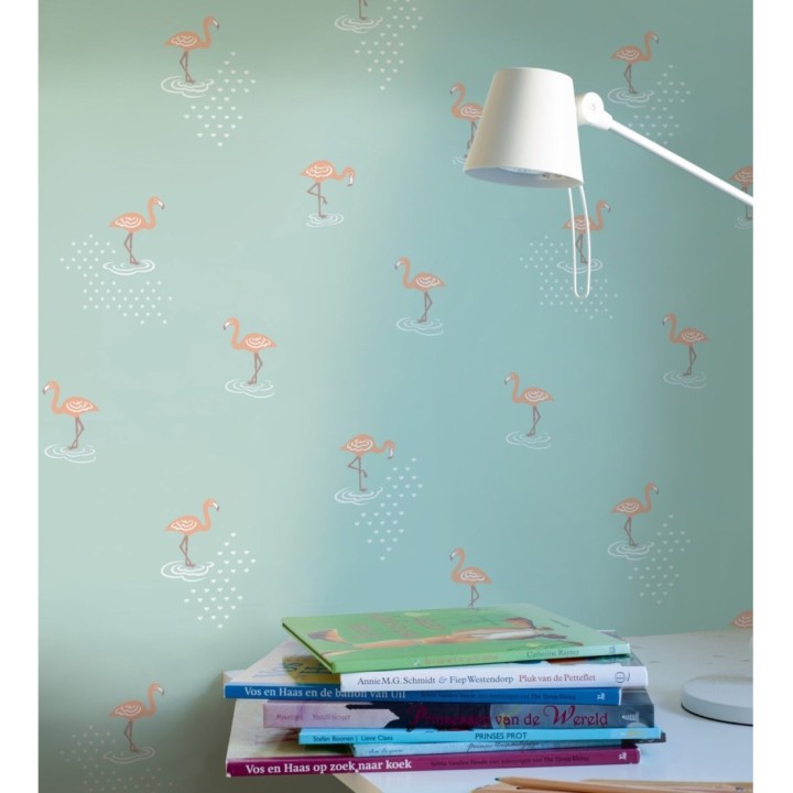 Papel pintado flamencos infantiles dormitorio niña - Flamingo Land 120767