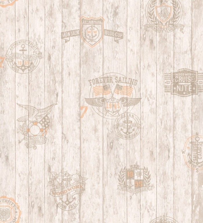Papel pintado motivos marineros listones de madera - Forever Sailing 120772