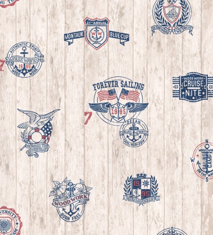 Papel pintado motivos marineros listones de madera - Forever Sailing 120773