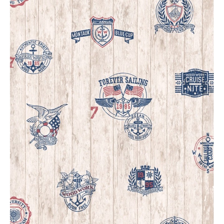 Papel pintado motivos marineros listones de madera - Forever Sailing 120773