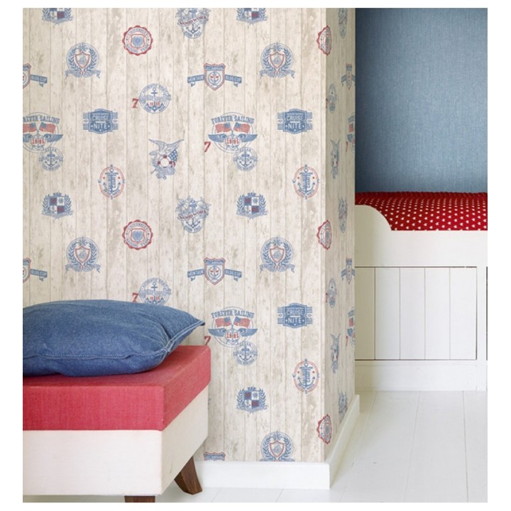 Papel pintado motivos marineros listones de madera - Forever Sailing 120773