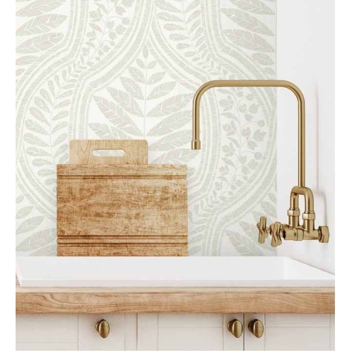 Papel pintado gran damasco con hojas hindú - Scandi Palace 680863