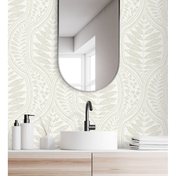 Papel pintado gran damasco con hojas hindú - Scandi Palace 680863