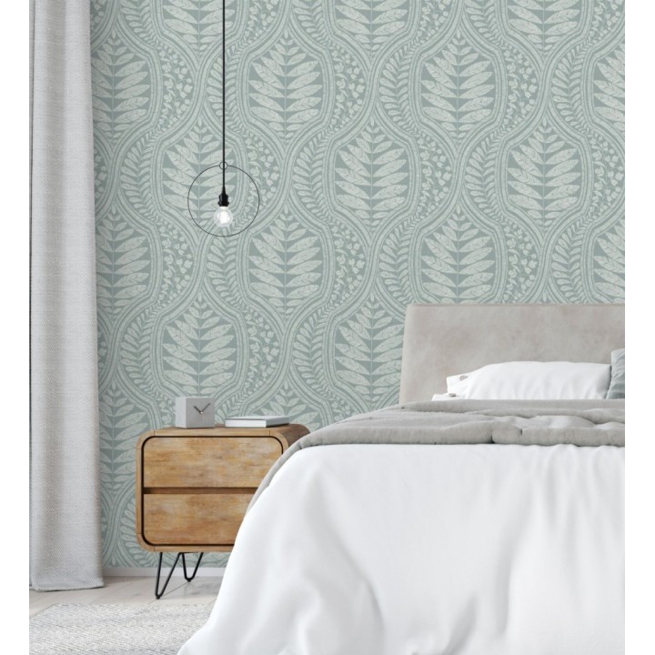 Papel pintado gran damasco con hojas hindú - Scandi Palace 680864