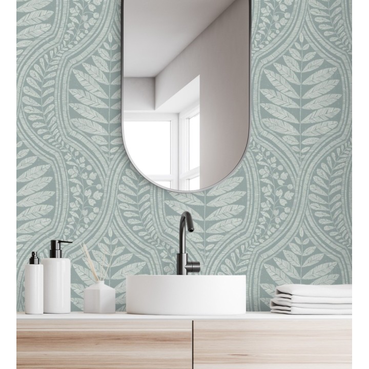 Papel pintado gran damasco con hojas hindú - Scandi Palace 680864