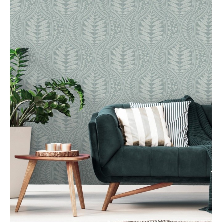 Papel pintado gran damasco con hojas hindú - Scandi Palace 680864