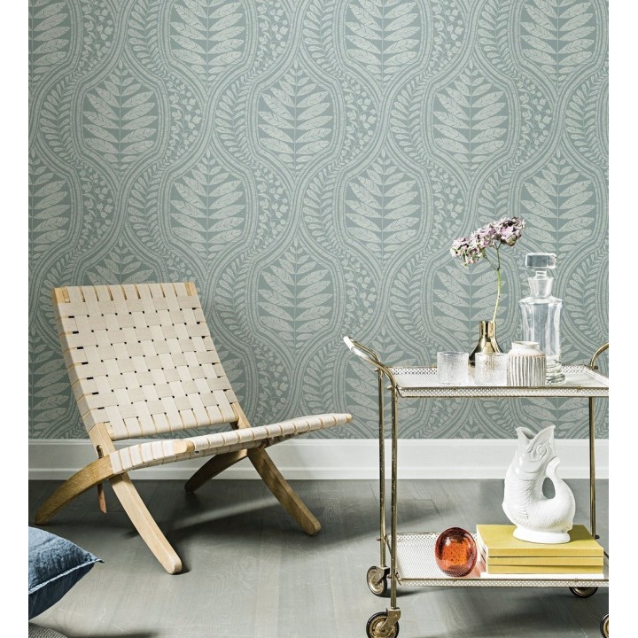 Papel pintado gran damasco con hojas hindú - Scandi Palace 680864