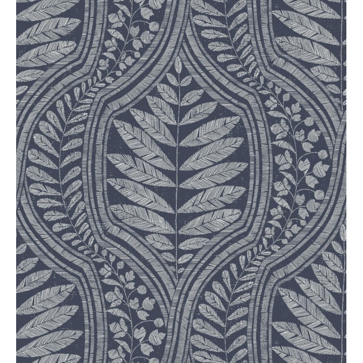 Papel pintado gran damasco con hojas hindú - Scandi Palace 680867