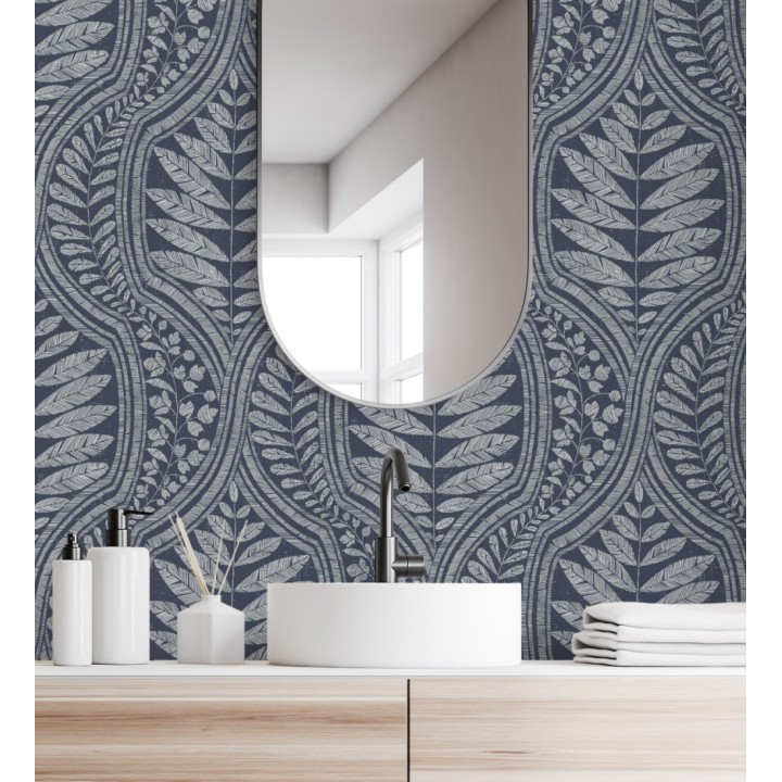 Papel pintado gran damasco con hojas hindú - Scandi Palace 680867