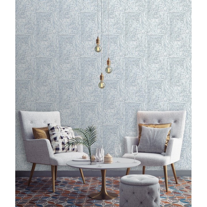 Papel pintado geométrico de laberinto de estilo moderno - Wallace Hall 680869