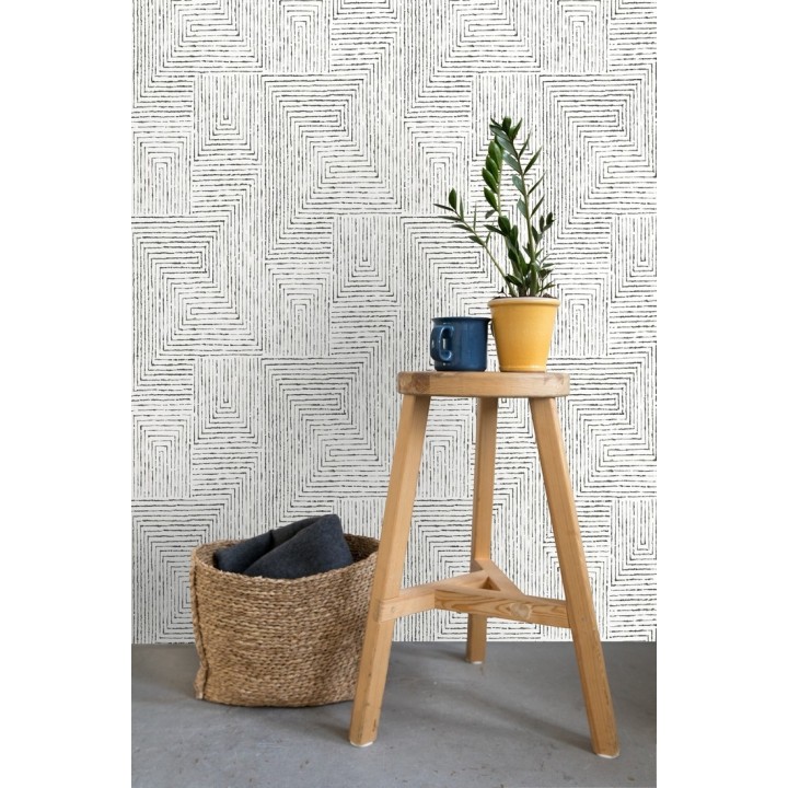 Papel pintado geométrico de laberinto de estilo moderno - Wallace Hall 680872