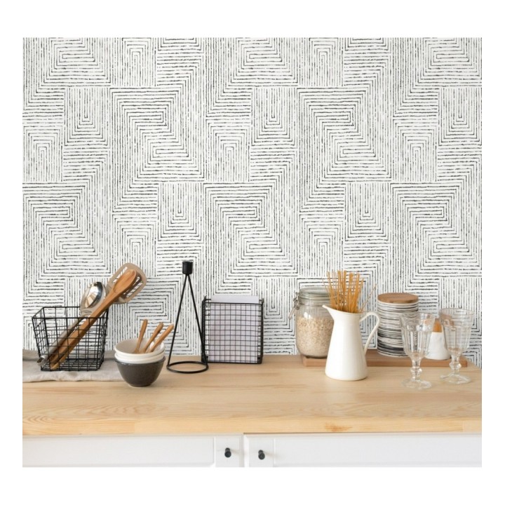 Papel pintado geométrico de laberinto de estilo moderno - Wallace Hall 680872