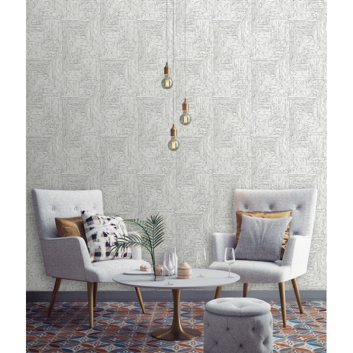 Papel pintado geométrico de laberinto de estilo moderno - Wallace Hall 680872