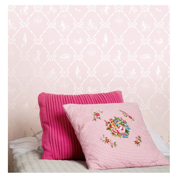 Papel pintado lazos rombos y muñecas dormitorio niña - Fashion Day 120780