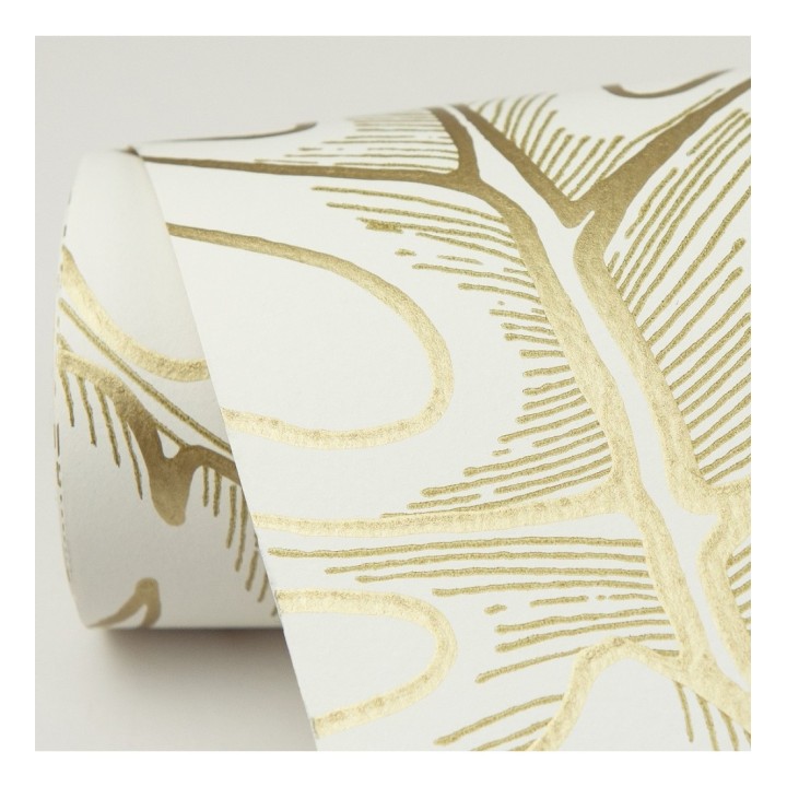 Papel pintado silueta hojas grandes de monstera con pintura de oro - Palm River 680881