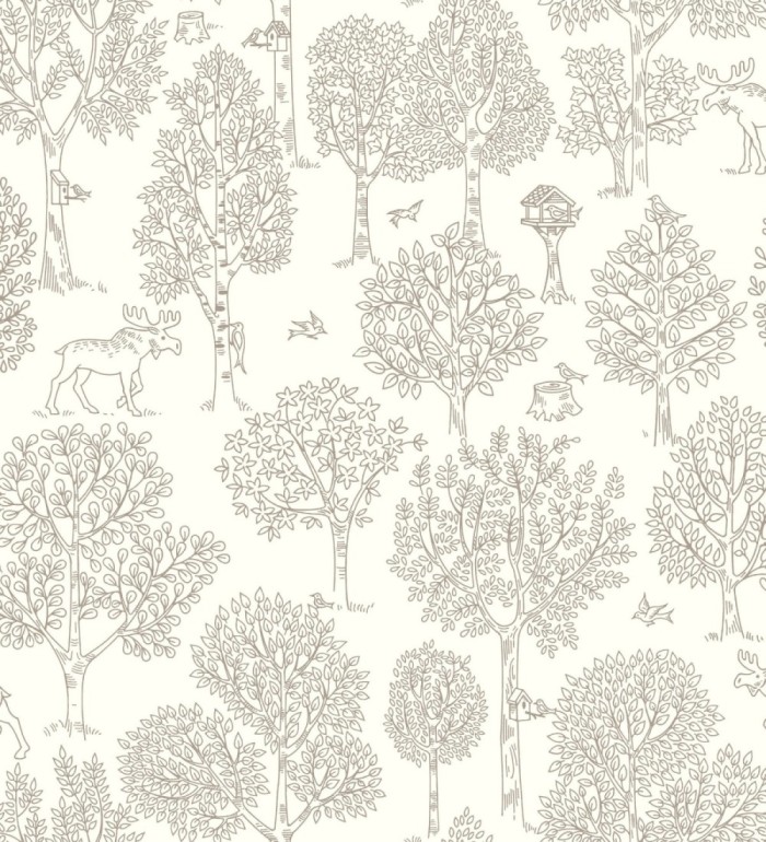 Papel pintado árboles bosque nórdico fondo beige - Nordic Park 120787