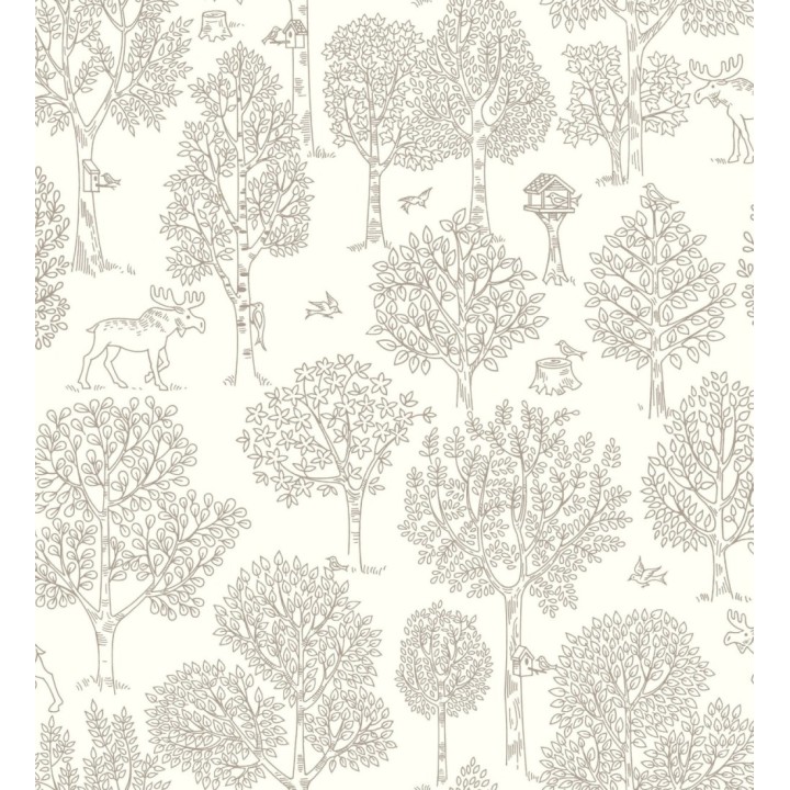 Papel pintado árboles bosque nórdico fondo beige - Nordic Park 120787