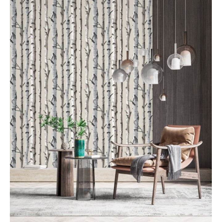 Papel pintado tronco de árboles de estilo nórdico - Nordic Forest 680891