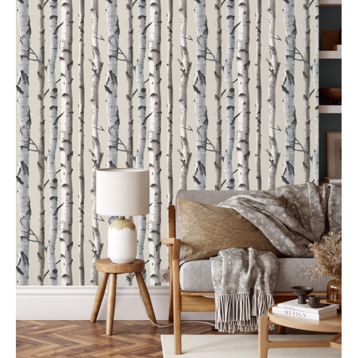 Papel pintado tronco de árboles de estilo nórdico - Nordic Forest 680891