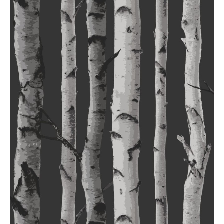 Papel pintado tronco de árboles de estilo nórdico color negro - Nordic Forest 680892