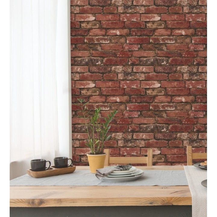 Papel pintado muro de ladrillos en color rojo inglés - Manchester Break 680894
