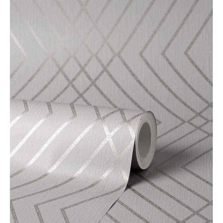 Papel pintado geométrico moderno con líneas metalizadas - Clark Modern 680904