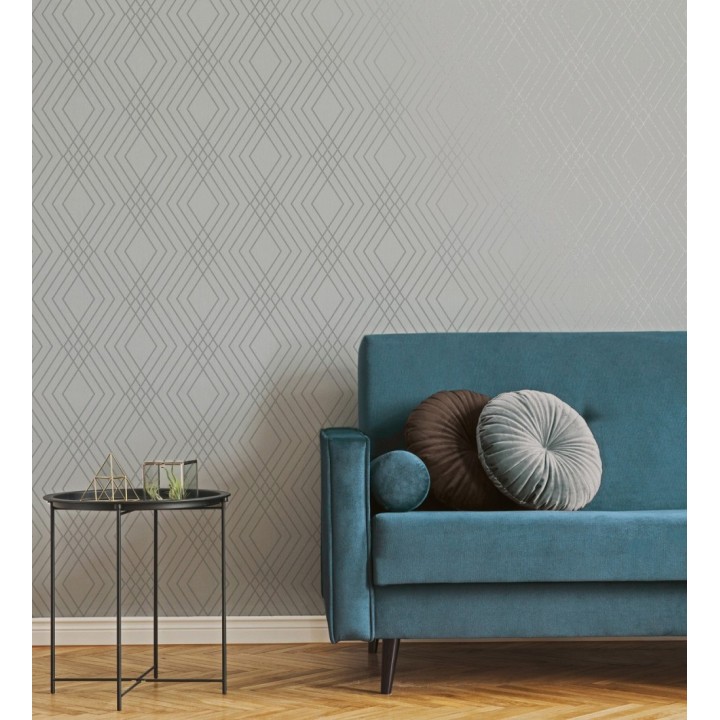 Papel pintado geométrico moderno con líneas metalizadas - Clark Modern 680904