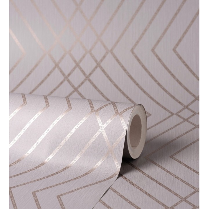 Papel pintado geométrico moderno con líneas metalizadas - Clark Modern 680905