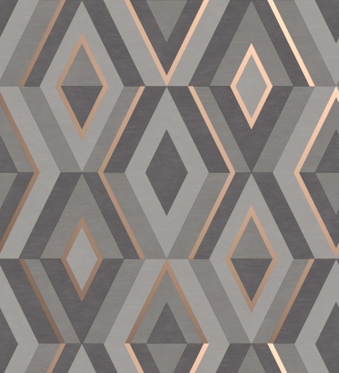 Papel pintado geométrico moderno con detalles metalizados - Diamond Palace 680908