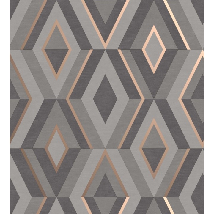 Papel pintado geométrico moderno con detalles metalizados - Diamond Palace 680908