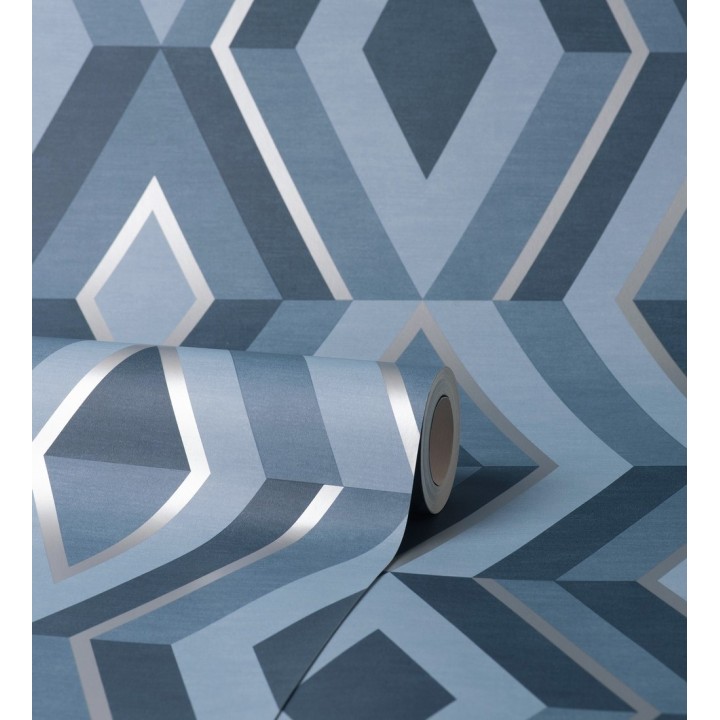 Papel pintado geométrico moderno con detalles metalizados - Diamond Palace 680909