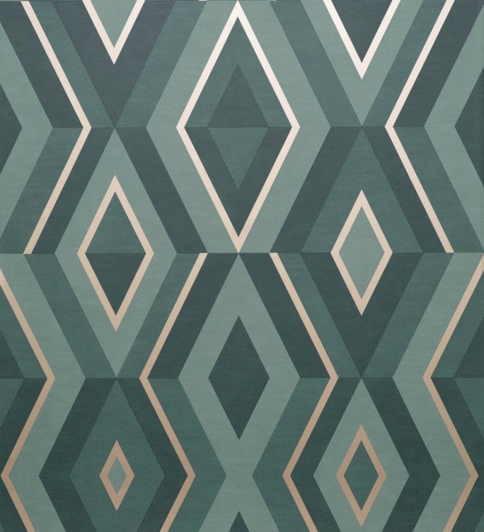 Papel pintado geométrico moderno con detalles metalizados - Diamond Palace 680910
