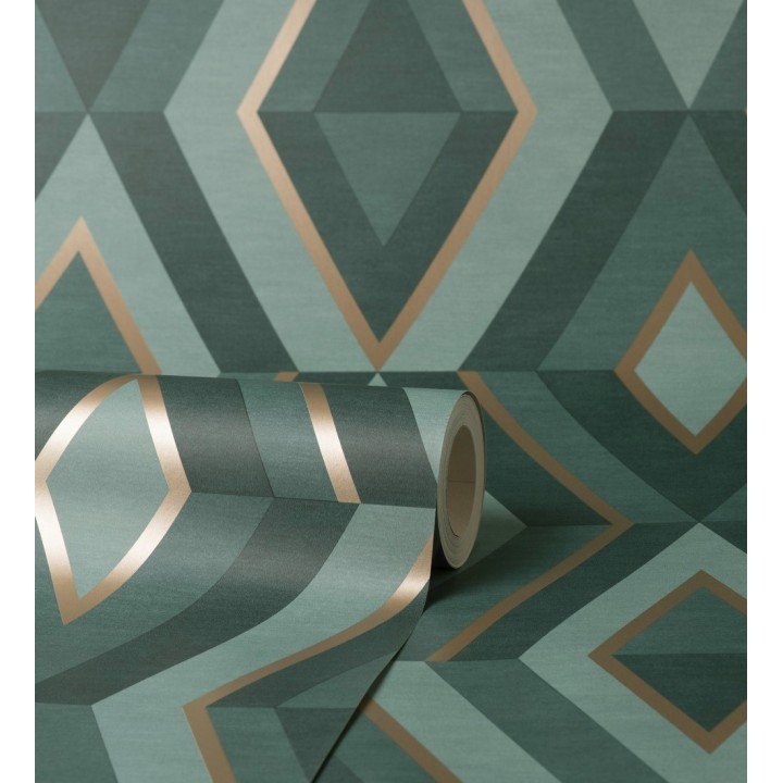 Papel pintado geométrico moderno con detalles metalizados - Diamond Palace 680910