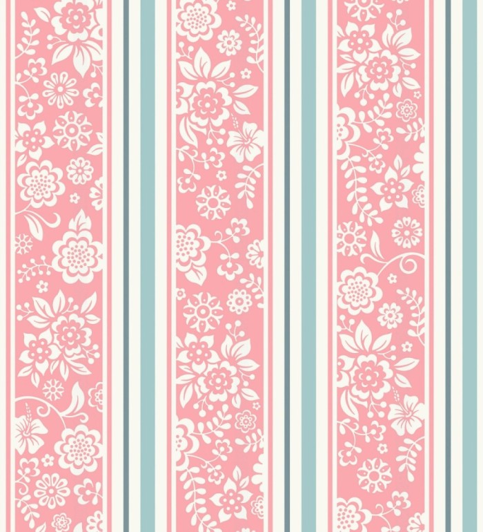 Papel pintado flores y rayas dormitorio niña - Raya Giulia 120794