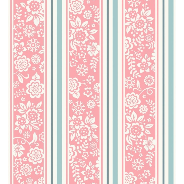 Papel pintado flores y rayas dormitorio niña - Raya Giulia 120794
