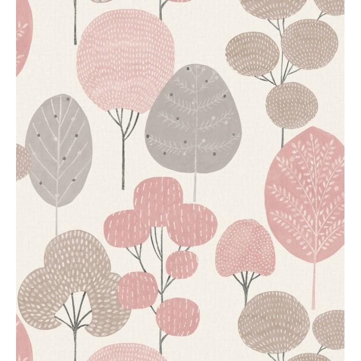 Papel pintado de árboles nórdicos tonos rosa y gris  - Memorial Park 680916
