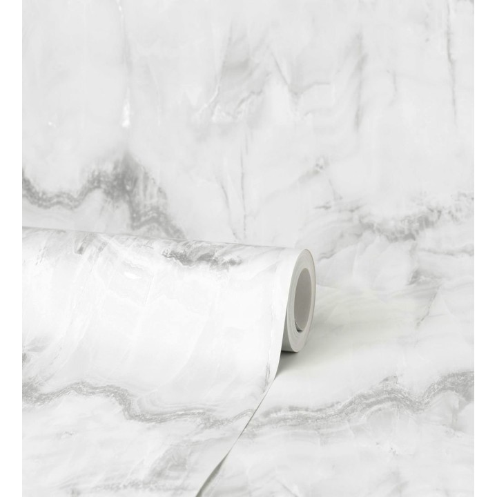 Papel pintado efecto mármol blanco vetas grises - Veneto Marble 680935