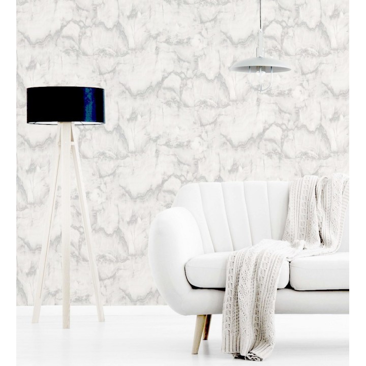 Papel pintado efecto mármol blanco vetas grises - Veneto Marble 680935