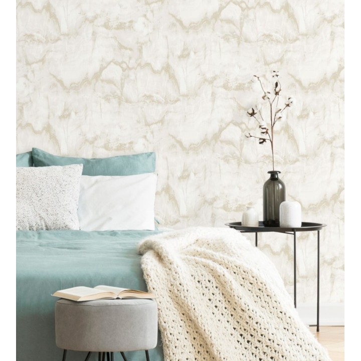 Papel pintado efecto mármol blanco vetas beige - Veneto Marble 680936