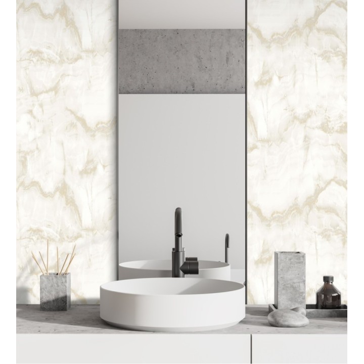 Papel pintado efecto mármol blanco vetas beige - Veneto Marble 680936