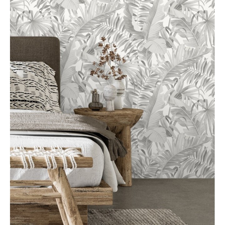 Papel pintado de hojas tropicales blancas - Maldivas Tropical 680937