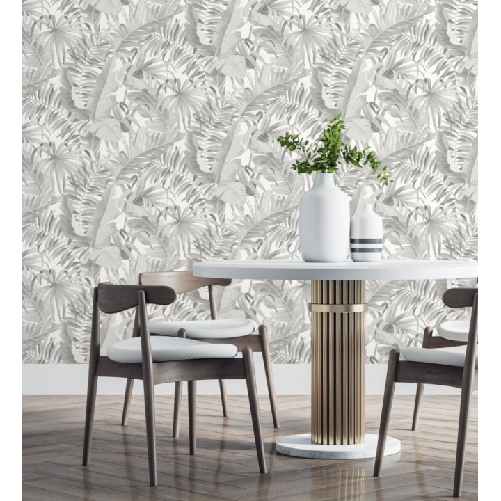 Papel pintado de hojas tropicales blancas - Maldivas Tropical 680937