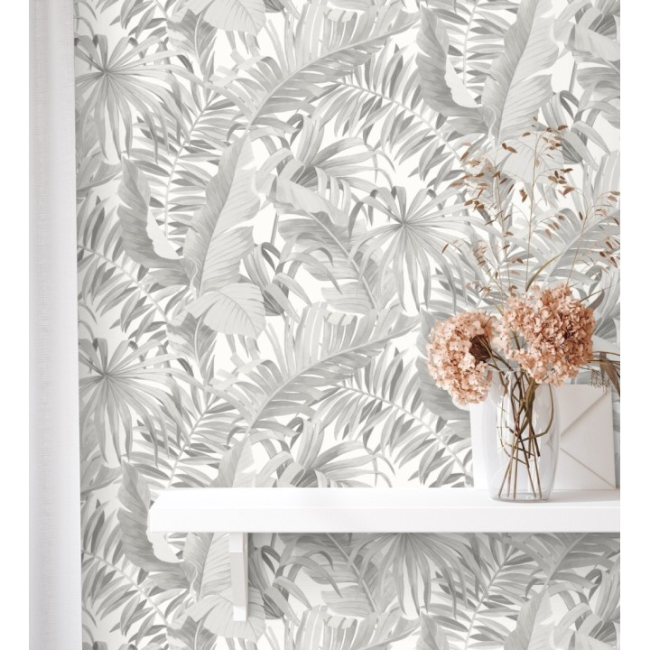 Papel pintado de hojas tropicales blancas - Maldivas Tropical 680937